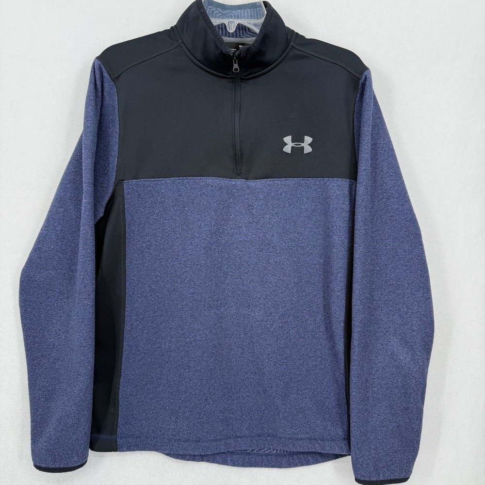 Under Armour ColdGear Shirt Men's 1/2 Zip Black‎ Blue Size M Loose Infrared